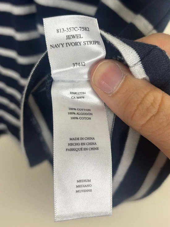 Rails Jewel Stripe Cotton Puff Sleeve Top Women’s Size Medium Navy & White - Picture 6 of 7